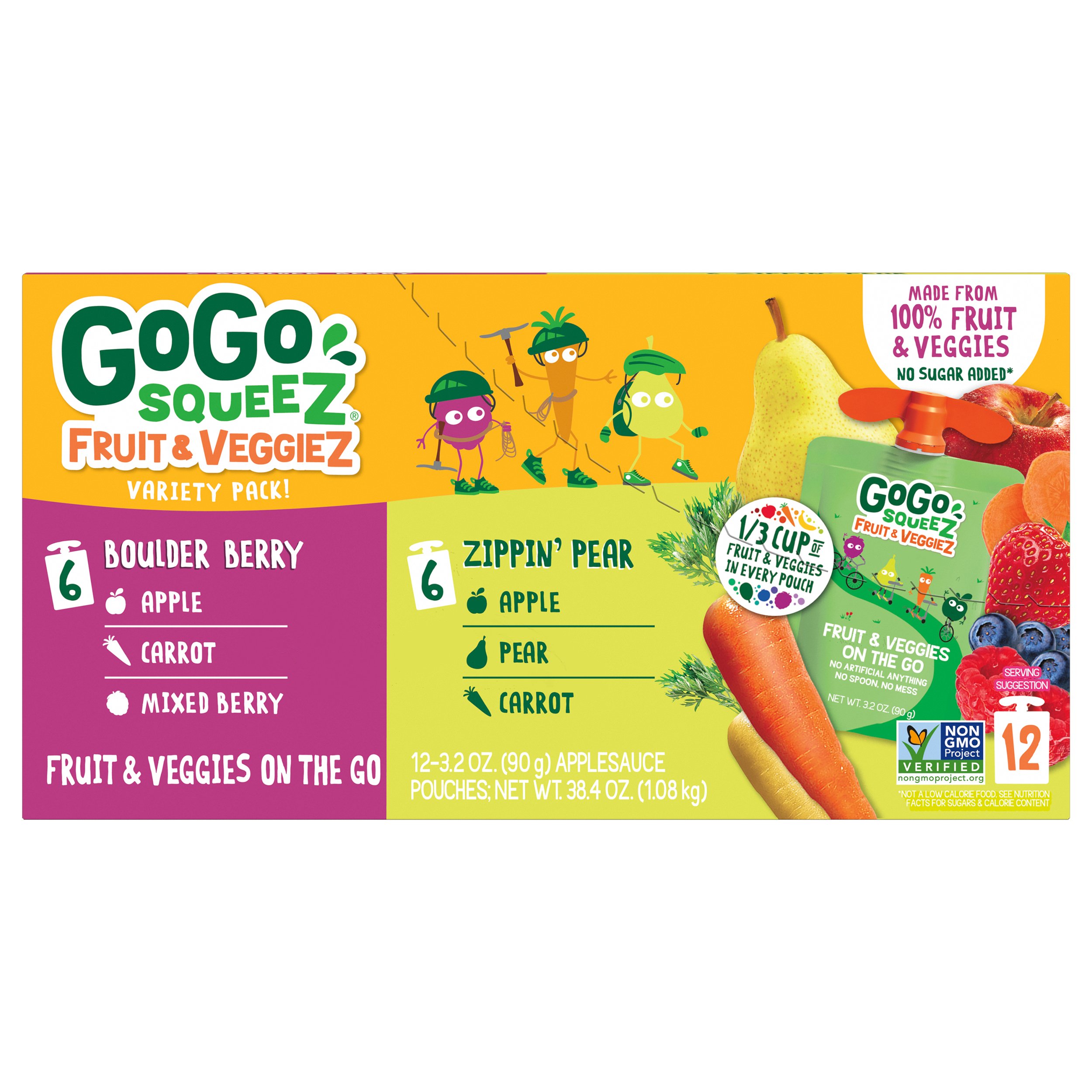 GoGo squeeZ fruit &veggieZ Pouches Variety Pack (Apple Pear, Apple