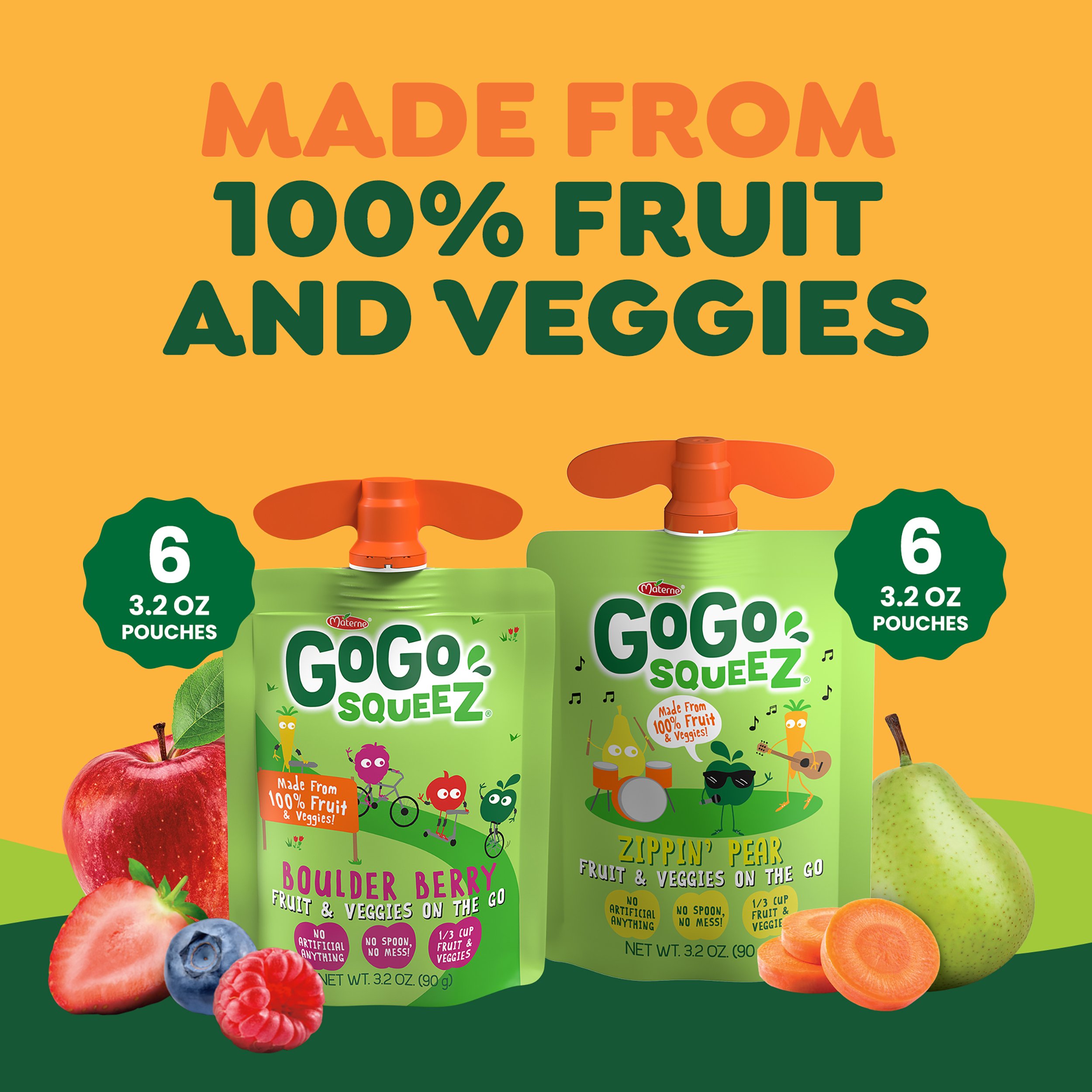 GoGo squeeZ Fruit & Veggiez No Sugar Added Mixed Berry/ Pear