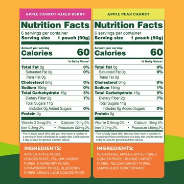 GoGo squeeZ Fruit & Veggiez No Sugar Added Mixed Berry/ Pear Applesauce Variety Pouches, 12 ct