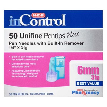 H-E-B InControl Unifine Pentips Plus Pen Needles - 6mm, 50 ct