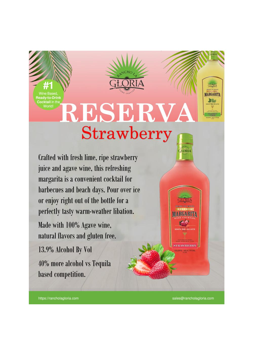 Rancho La Gloria Reserva Strawberry Margarita Wine Cocktail; image 2 of 2