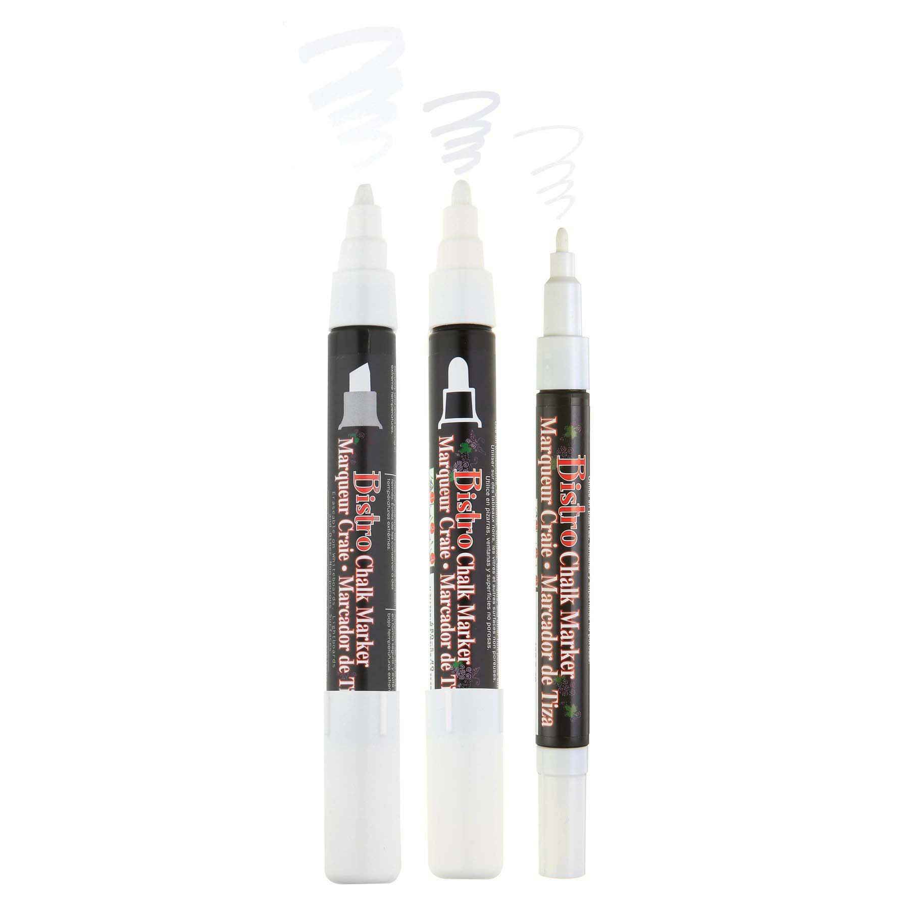 Savvy & Sorted White Liquid Chalk Markers Erasable - 2pk 3mm Fine Tip Chalk Markers Chalk Pens - Chalkboard Markers Bistro Chalk Marker Glass Window