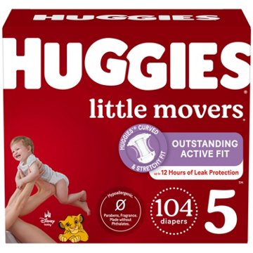 Huggies Little Movers Baby Diapers - Size 5 (27+ lbs), 104 ct