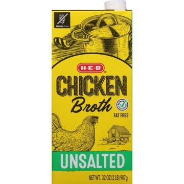 H-E-B Unsalted Chicken Broth, 32 oz