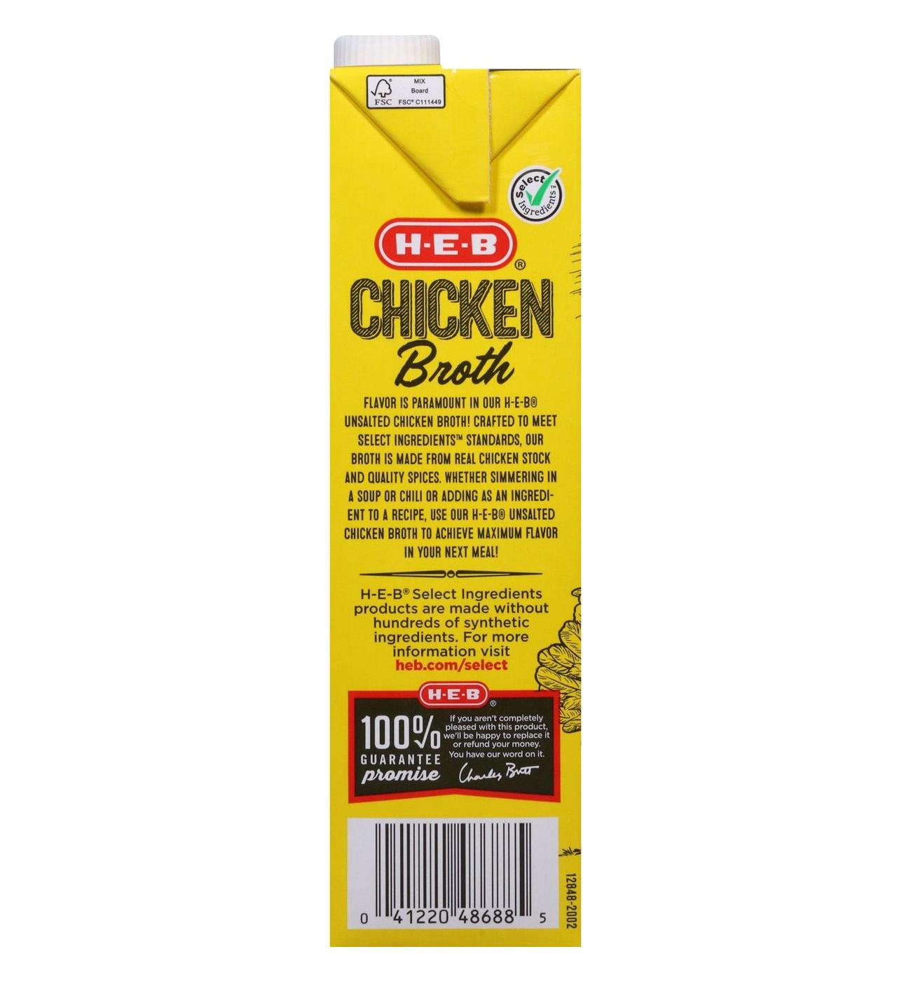 H-E-B Unsalted Chicken Broth; image 2 of 9