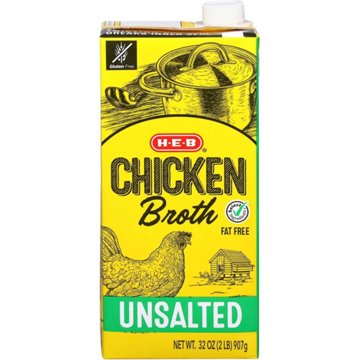 H-E-B Unsalted Chicken Broth, 32 oz