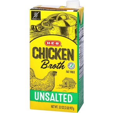H-E-B Unsalted Chicken Broth, 32 oz