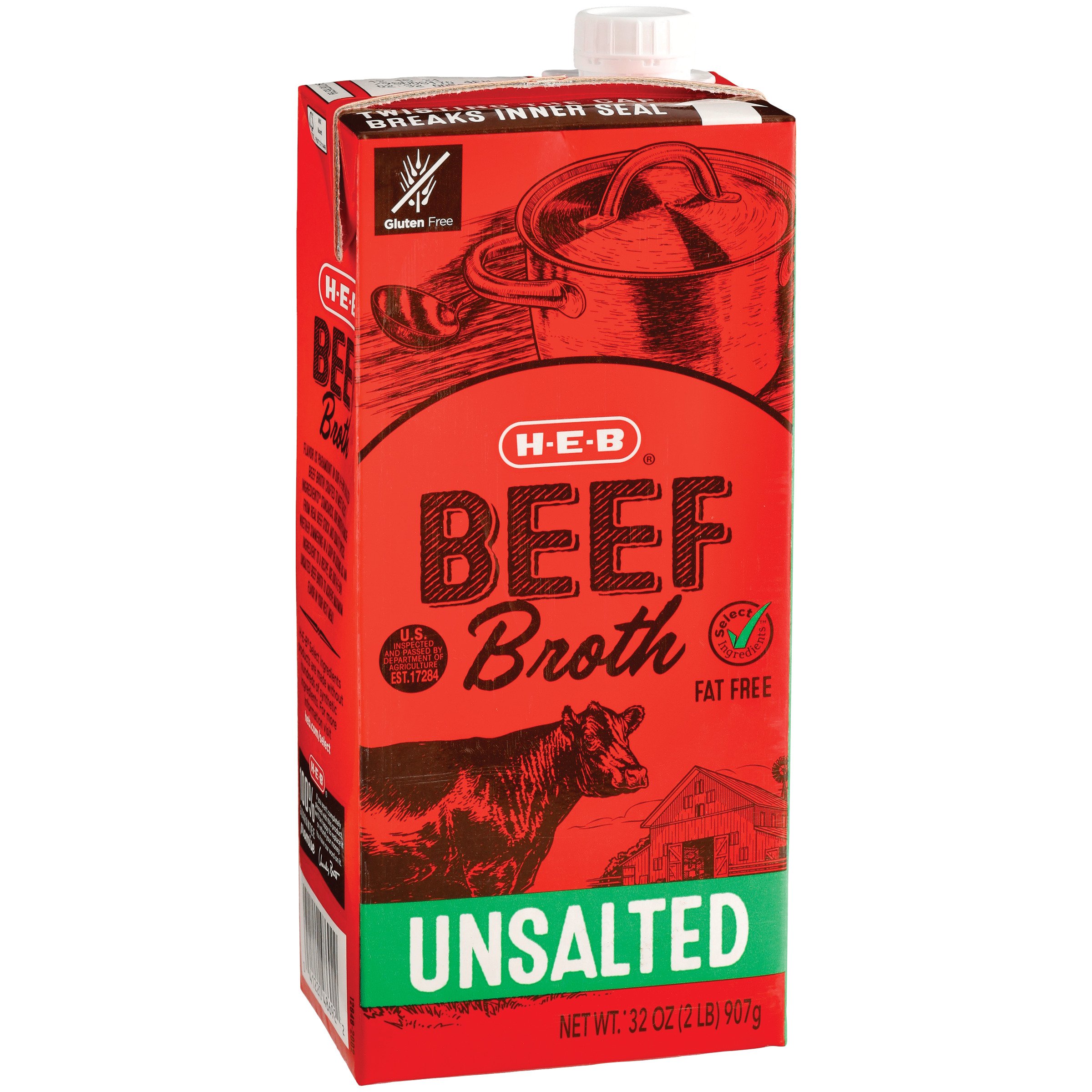 HEB Select Ingredients Unsalted Beef Broth Shop Broth & Bouillon at