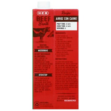 H-E-B Unsalted Beef Broth, 32 oz