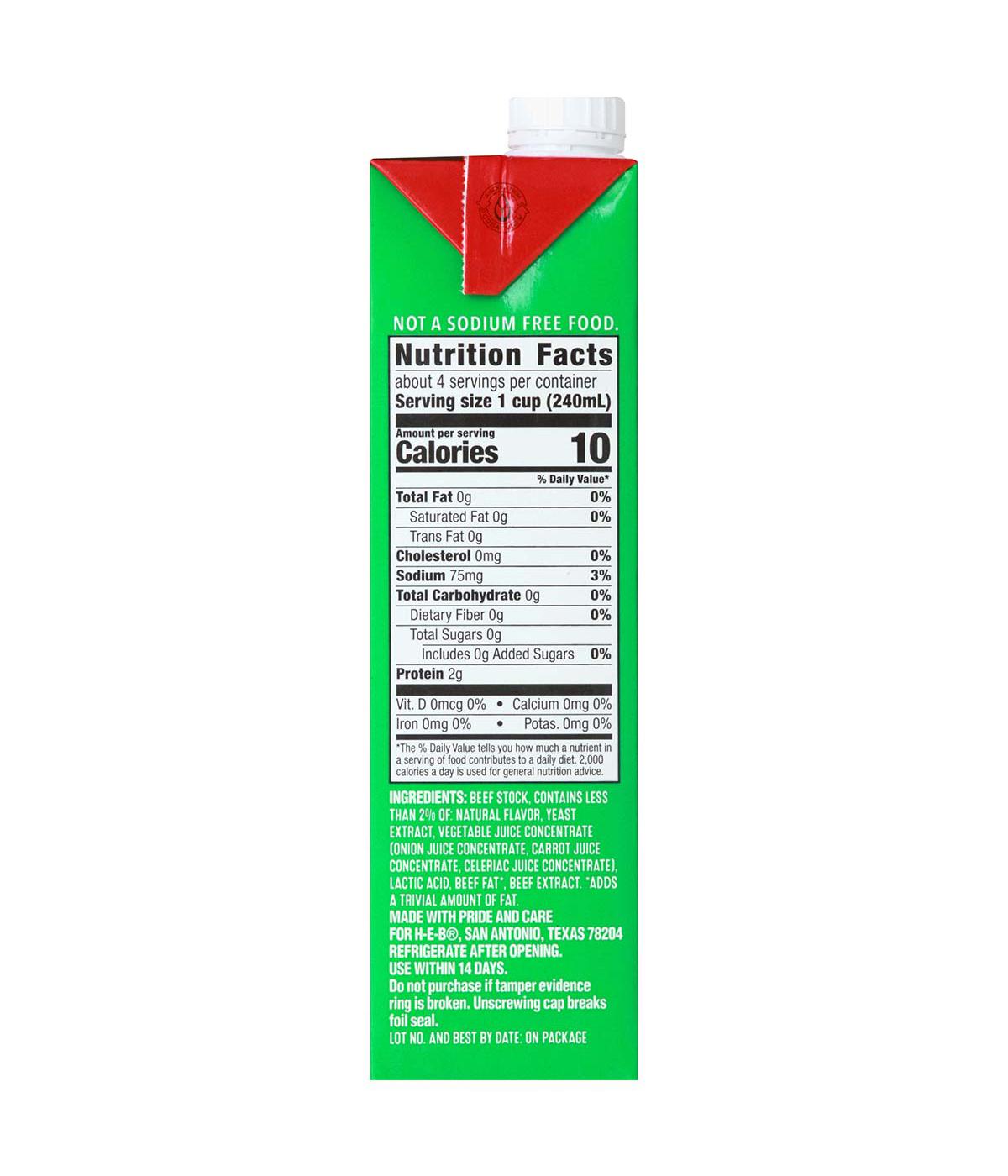 H-E-B Unsalted Beef Broth; image 4 of 4