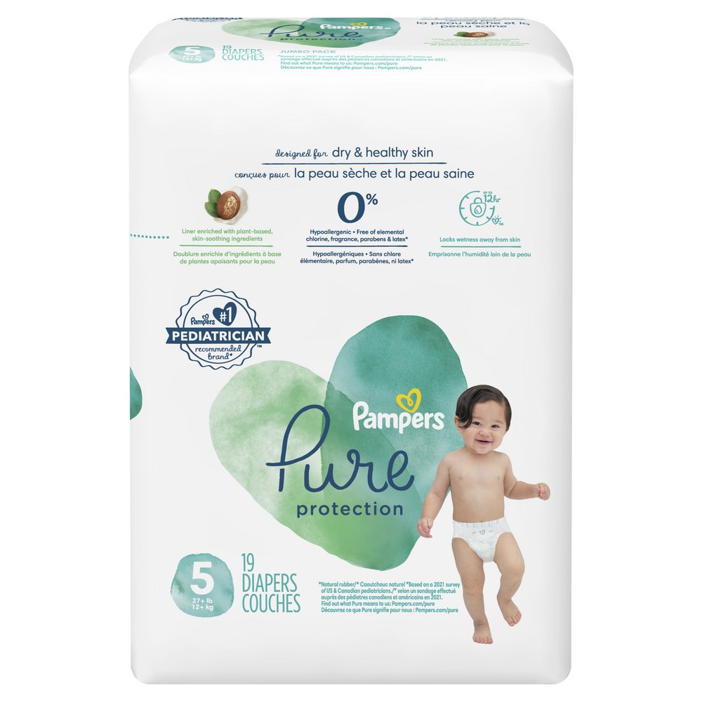 Pampers Diapers Size 5, 72 Count - Pure Protection Disposable Baby Diapers,  Hypoallergenic and Unscented Protection, Super Pack (Packaging & Prints May  Vary) : : Baby