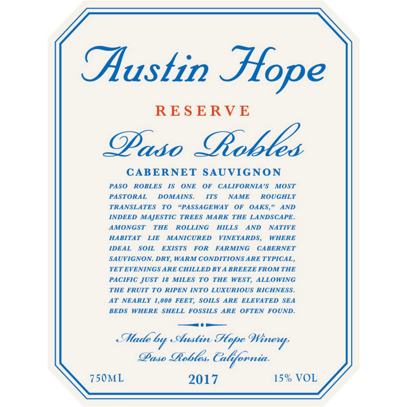 Austin Hope Reserve Cabernet Sauvignon; image 2 of 4