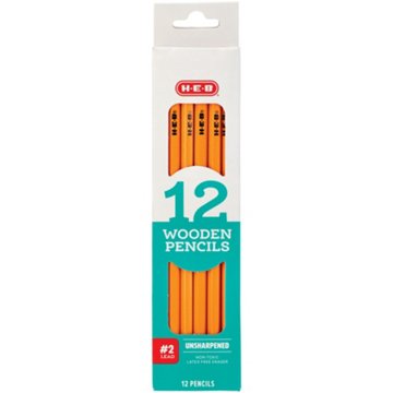 H-E-B Unsharpened #2 Classic Wood Pencils, 12 pk