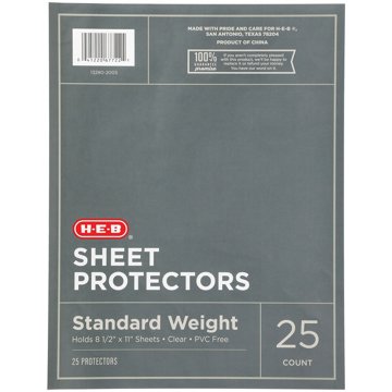 H-E-B Letter Size Sheet Protectors - Clear, 25 ct
