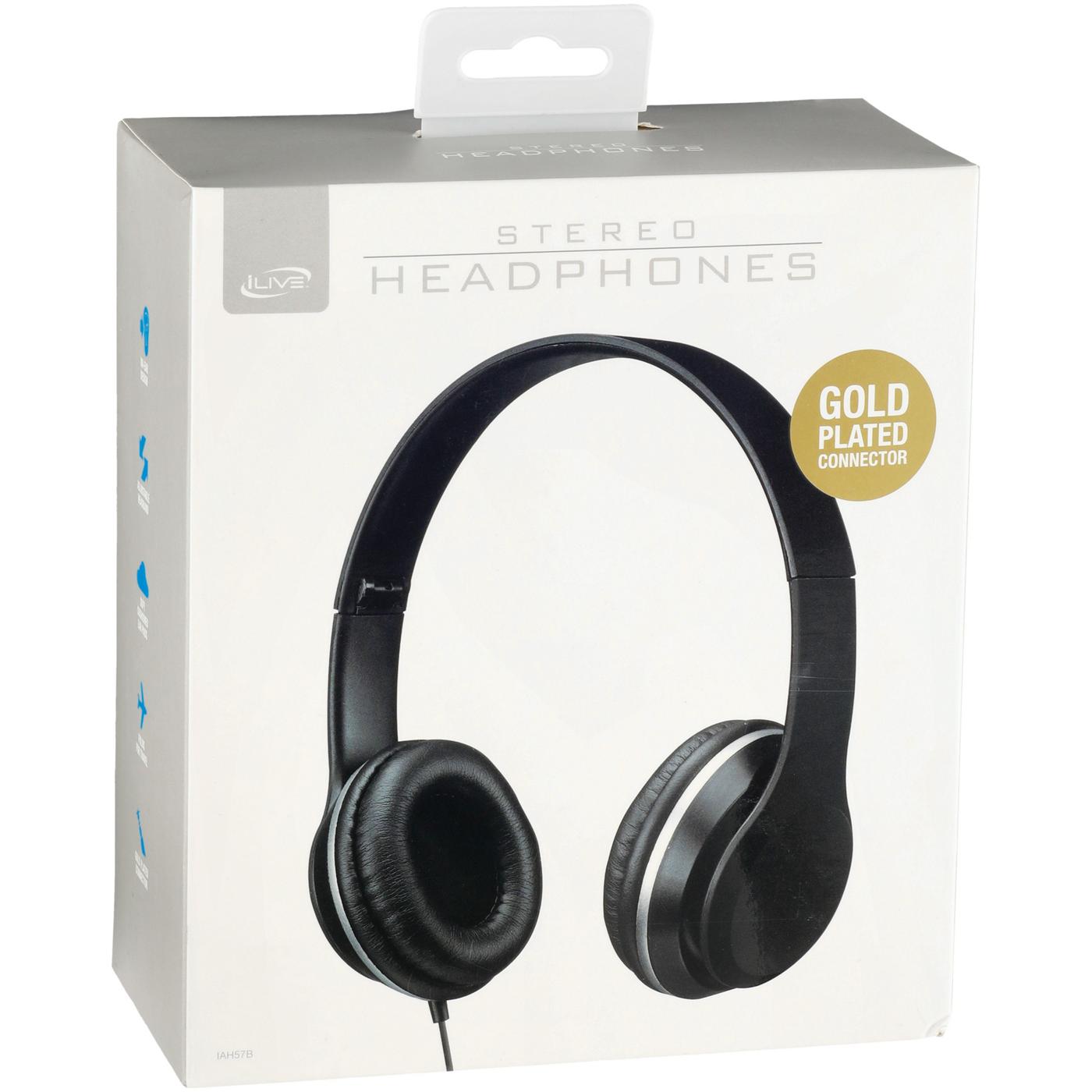 iLive Wired Stereo Headphones - Black; image 4 of 4