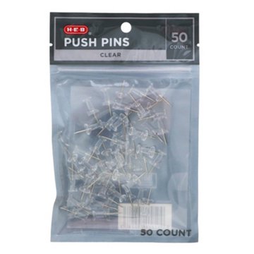 H-E-B Push Pins - Clear, 50 ct