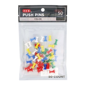 H-E-B Push Pins - Multi Color, 50 ct
