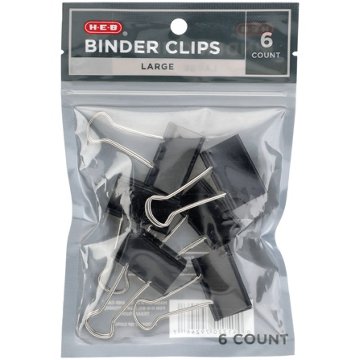 H-E-B Binder Clips - Large, 6 ct