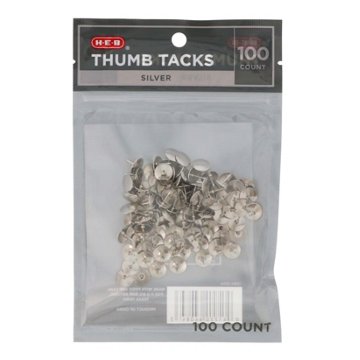H-E-B Thumb Tacks - Silver, 100 ct