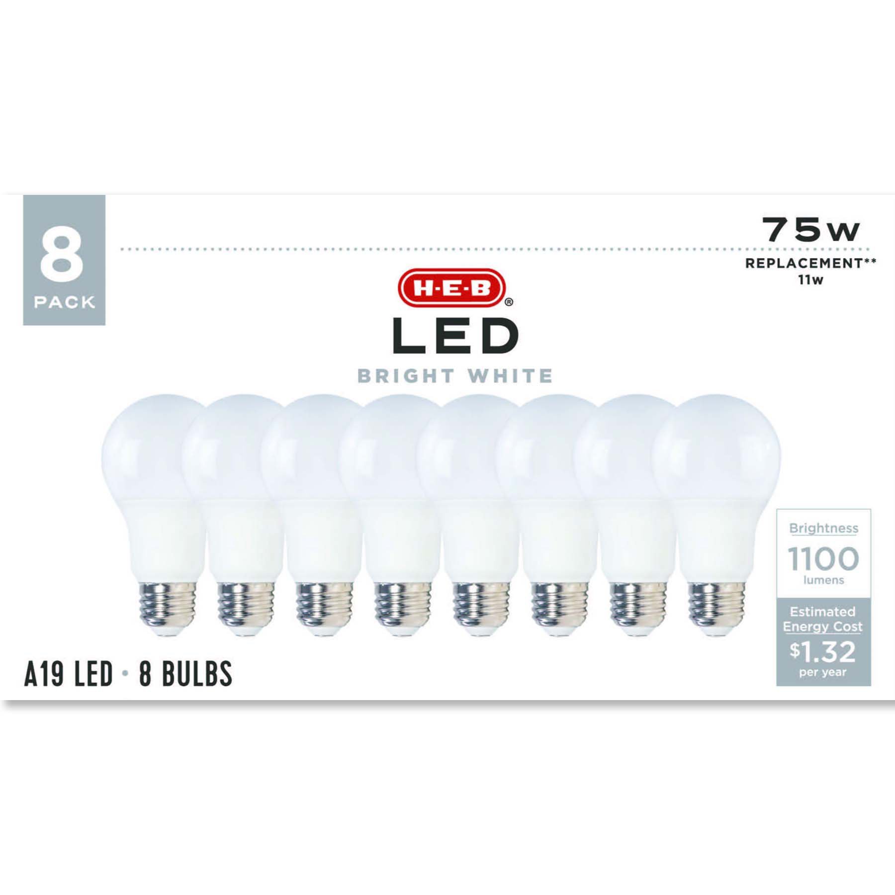 HEB A19 75Watt LED Light Bulbs Bright White Shop Light Bulbs at HEB
