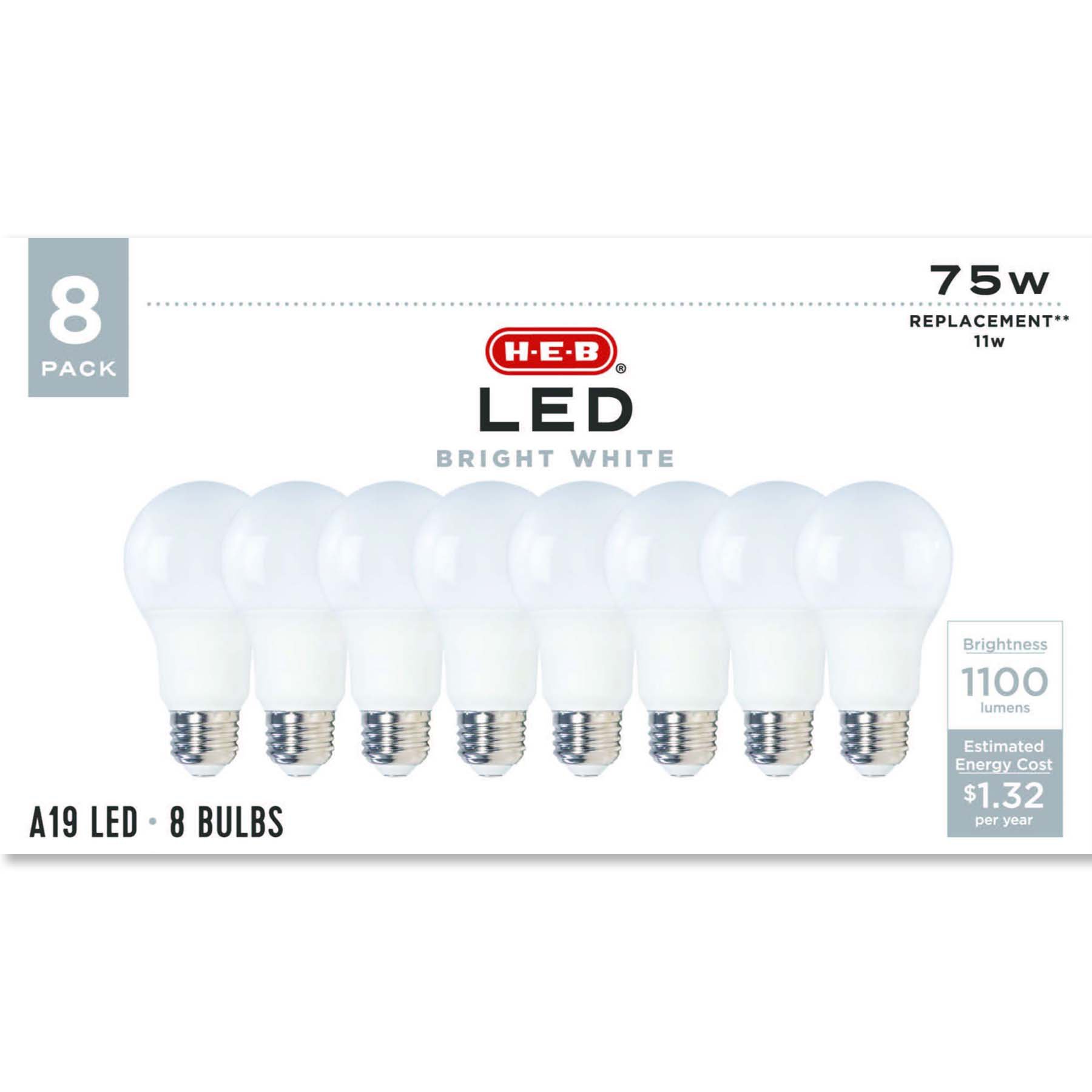 H-E-B A19 75-Watt LED Light Bulbs - Bright White - Shop Light Bulbs At ...