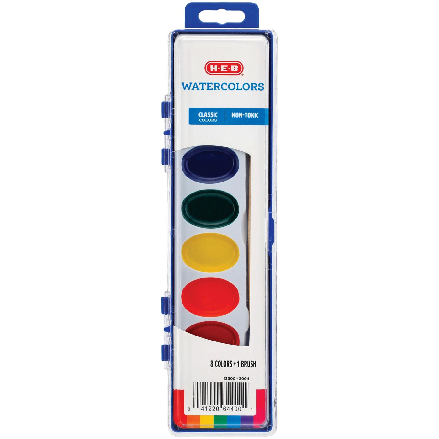 H-E-B Watercolors with Brush - 8 Color; image 1 of 2