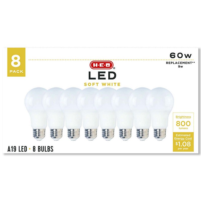 H-E-B A19 60-Watt Soft LED Light Bulbs - Shop Improvement at H-E-B