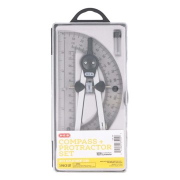 H-E-B Protractor & Compass Set, 3 pc