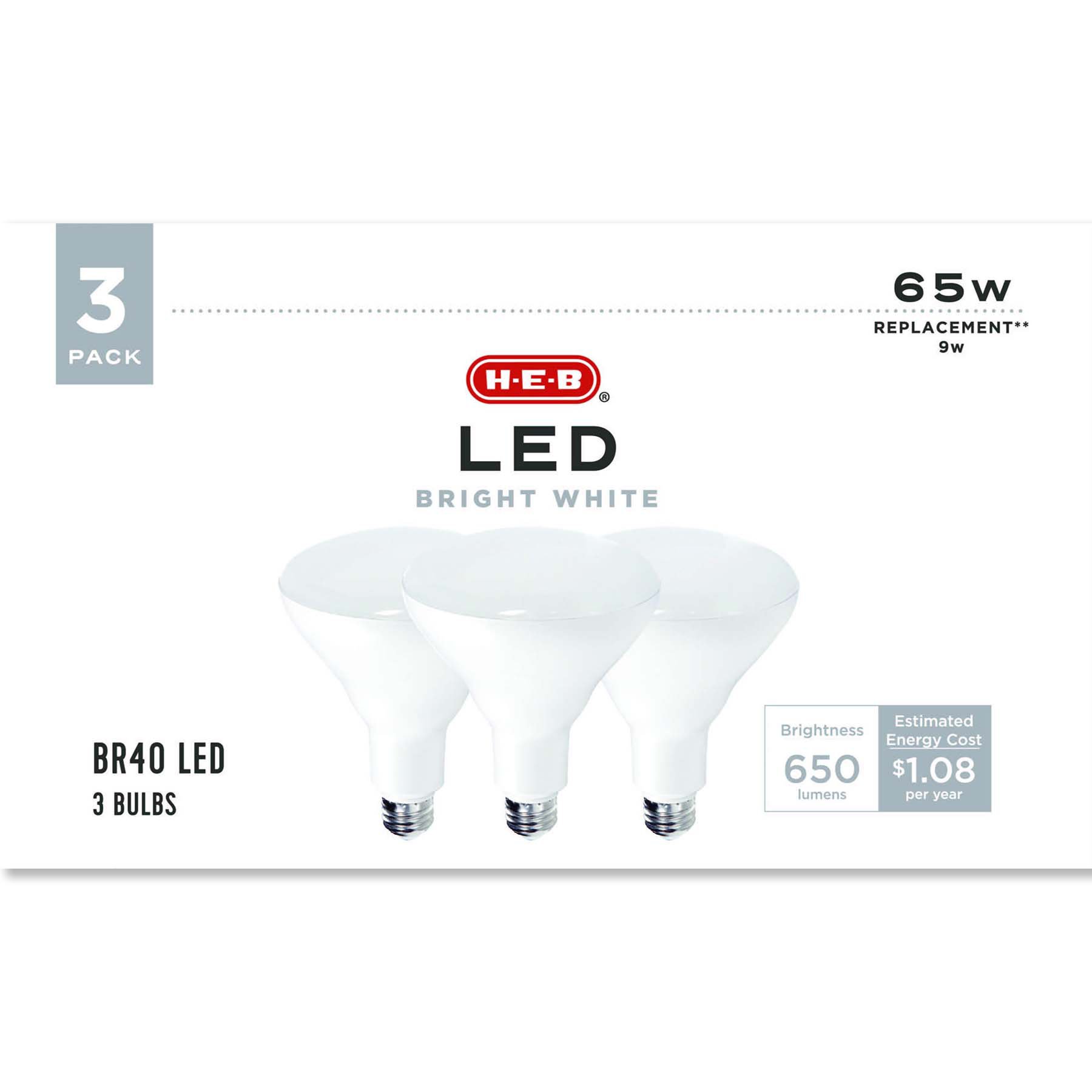 HEB BR40 65Watt LED Light Bulbs Bright White Shop Light bulbs at