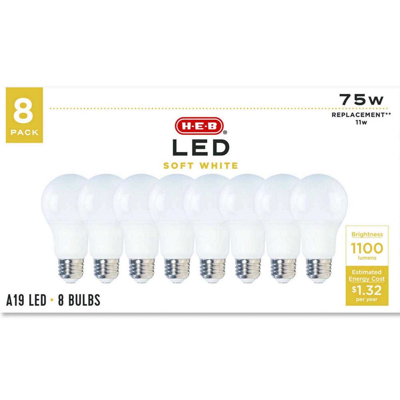 H-E-B A19 75-Watt Soft White LED Light Bulbs; image 1 of 2