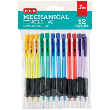 H-E-B 0.7mm Mechanical Pencils with Comfort Grip, 12 pk