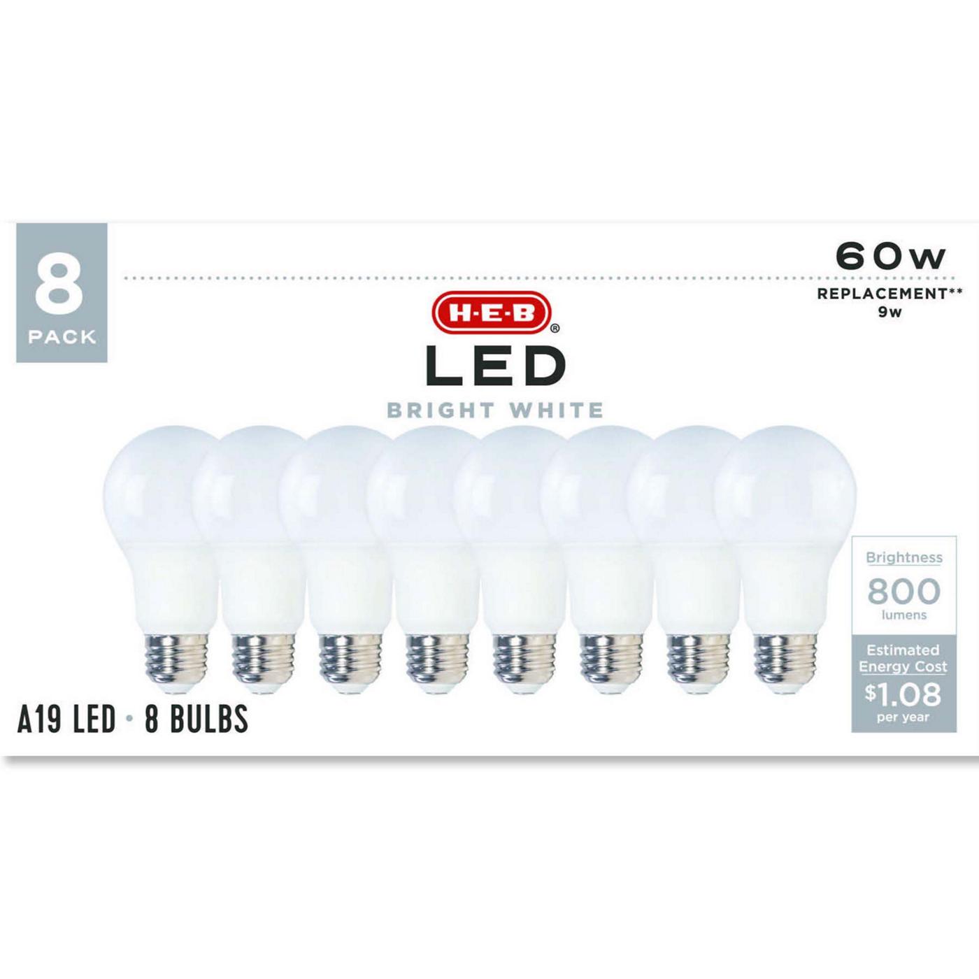 H-E-B A19 60-Watt LED Light Bulbs - Bright White - Shop Light bulbs at ...