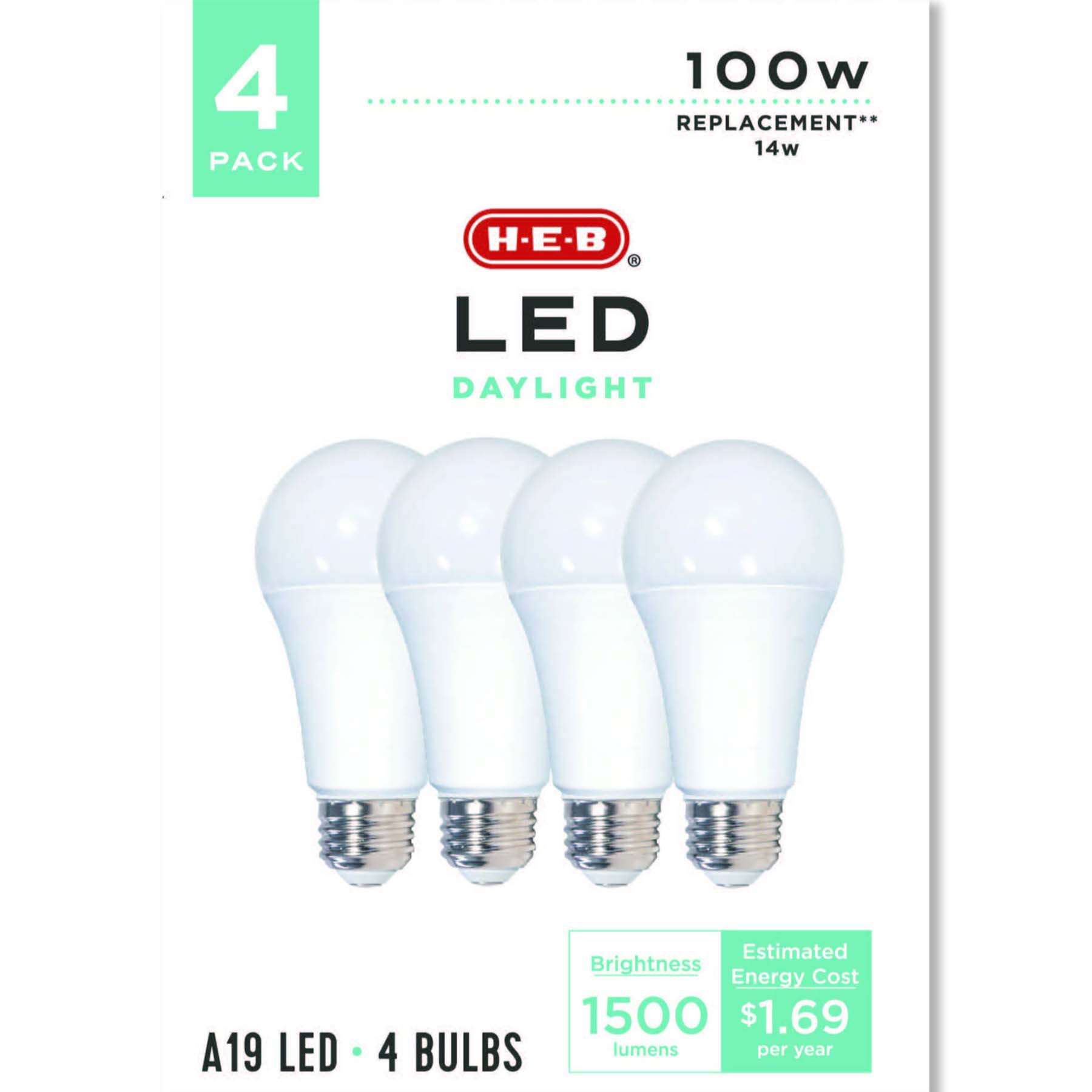 H-E-B A19 100-Watt LED Light Bulbs - Daylight - Shop Light Bulbs At H-E-B