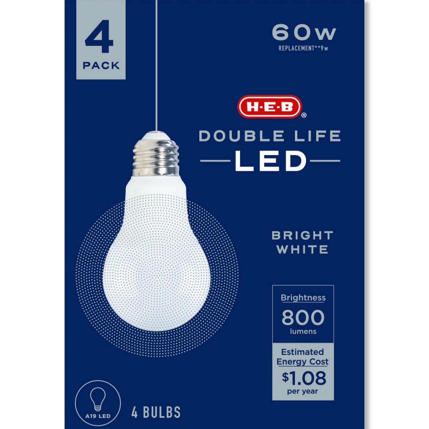 H-E-B Double Life A19 60-Watt LED Light Bulbs - Bright White - Shop ...