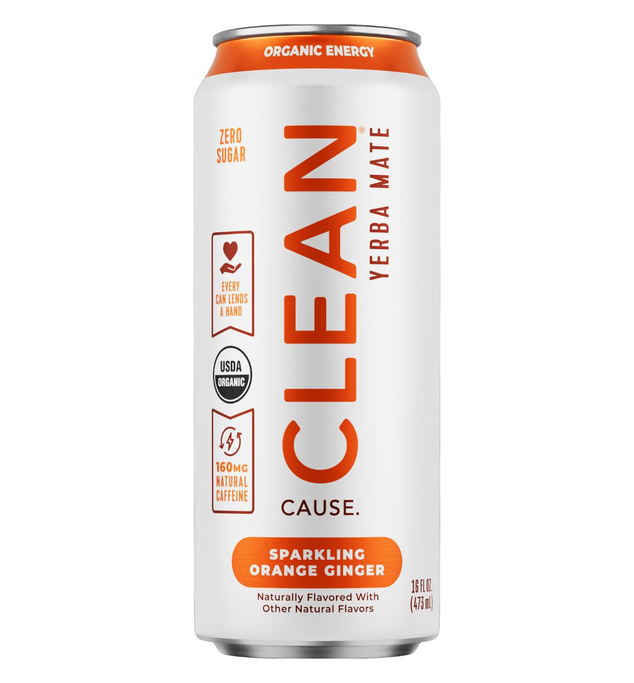 CLEAN Cause Zero Calorie Orange Ginger Organic Sparkling Yerba Mate; image 1 of 3