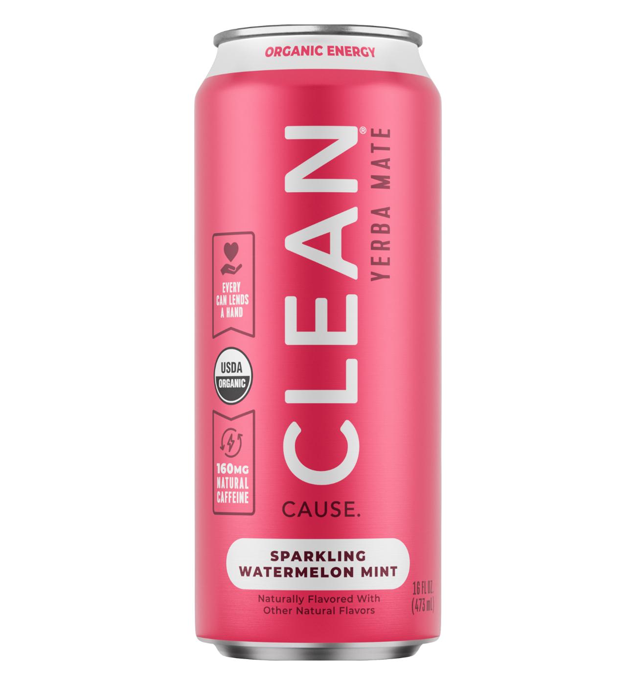 CLEAN Cause Watermelon Mint Organic Sparkling Yerba Mate; image 1 of 3
