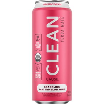 CLEAN Cause Watermelon Mint Organic Sparkling Yerba Mate, 16 oz