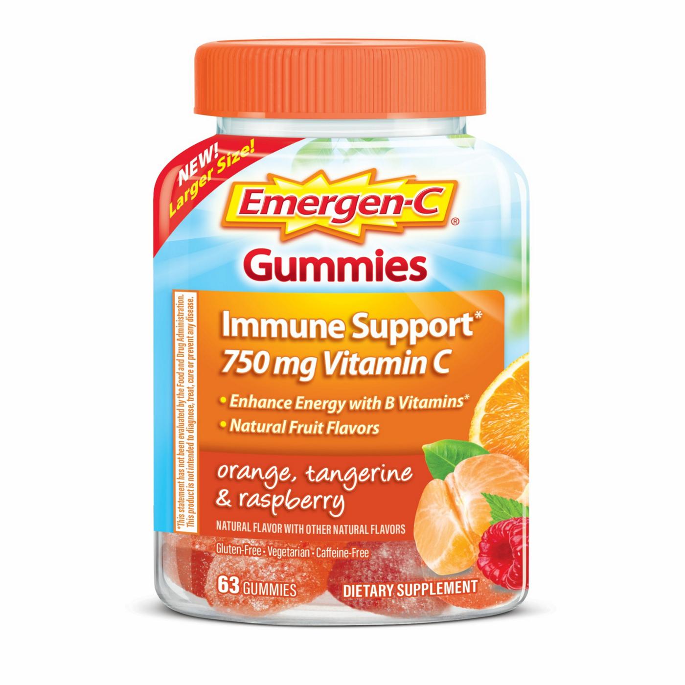 Emergen-C Vitamin C 750Mg Immune Support Orange, Tangerine and Raspberry Gummies; image 1 of 6