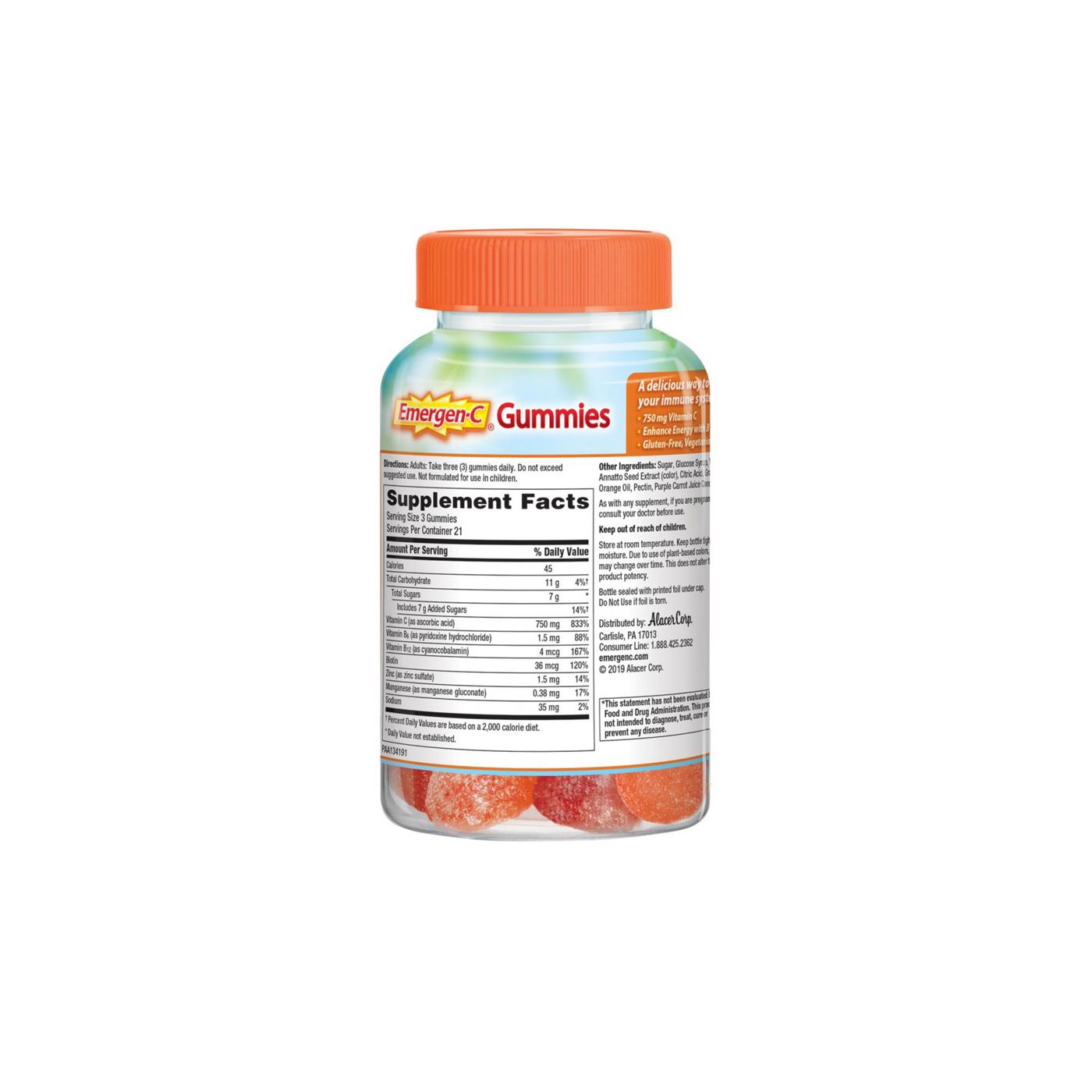 Emergen-C Vitamin C 750Mg Immune Support Orange, Tangerine and Raspberry Gummies; image 3 of 6