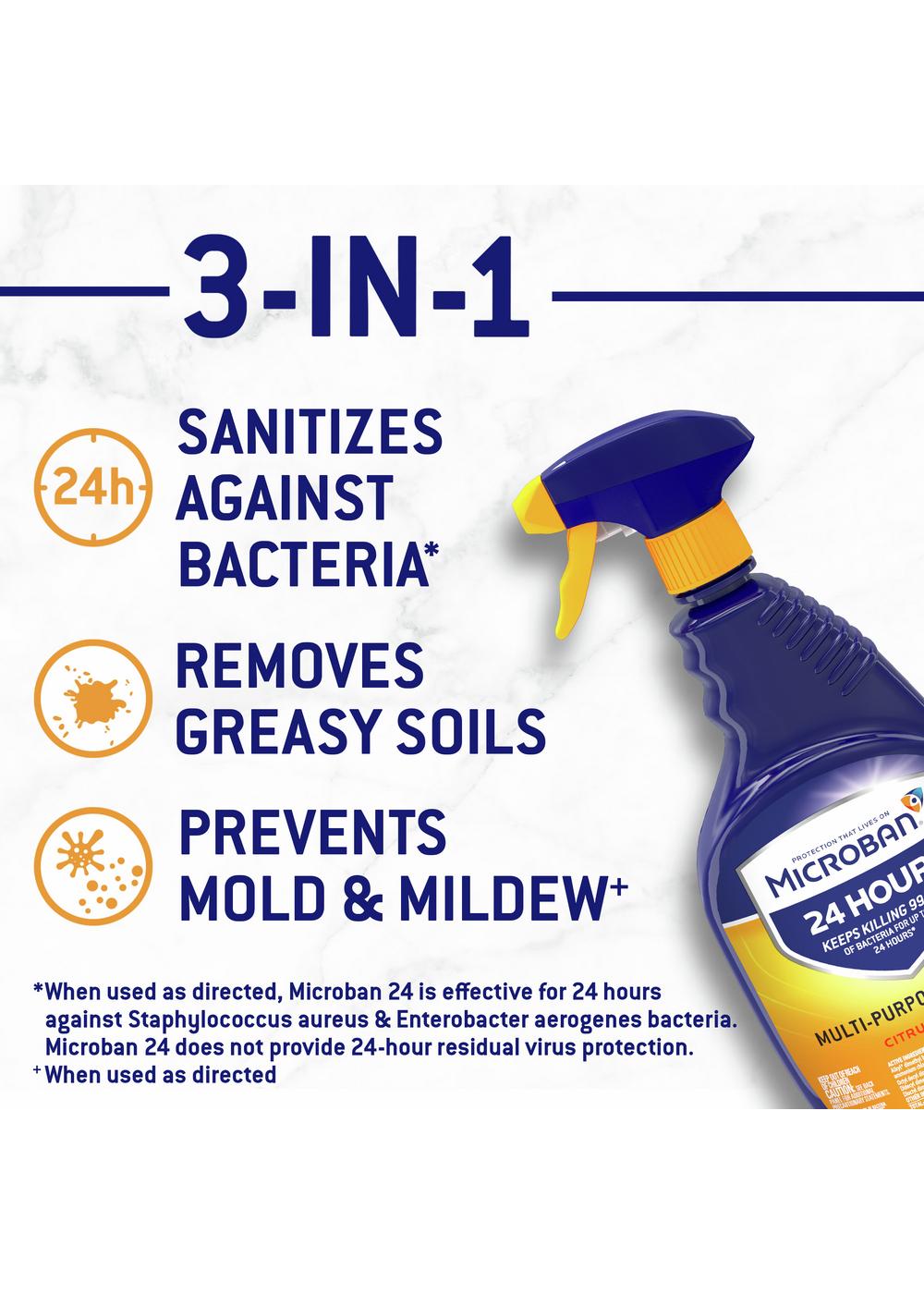 Microban Citrus 24 Hour Multi-Purpose Cleaner and Disinfectant Spray; image 8 of 10