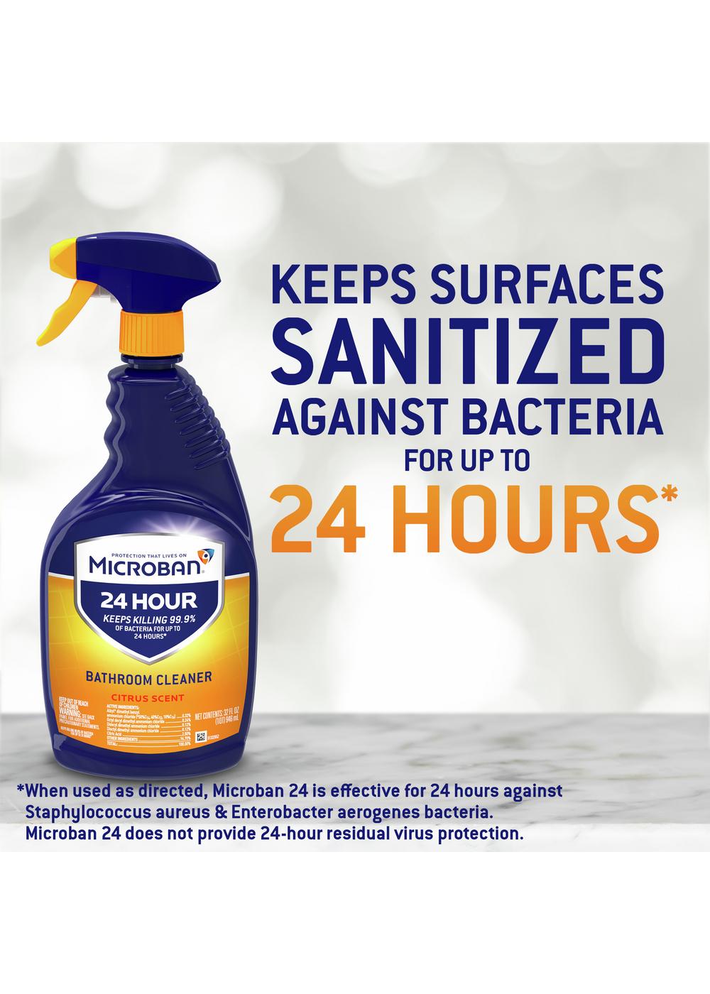 Microban Citrus 24 Hour Bathroom Cleaner and Sanitizing Spray; image 3 of 11