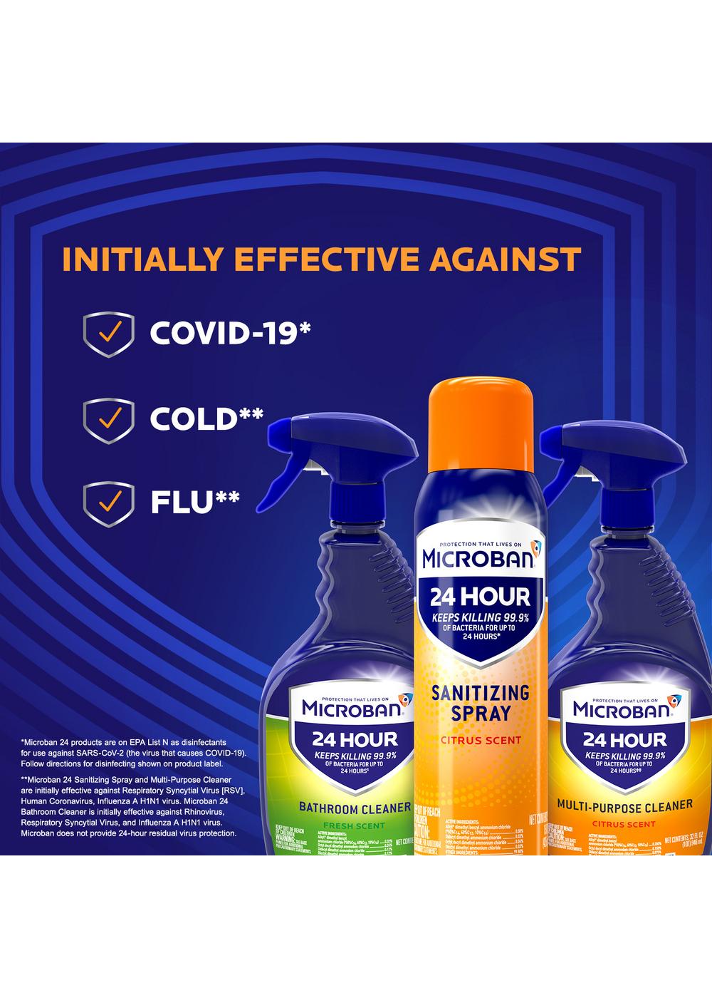 Microban Citrus 24 Hour Bathroom Cleaner and Sanitizing Spray; image 7 of 11