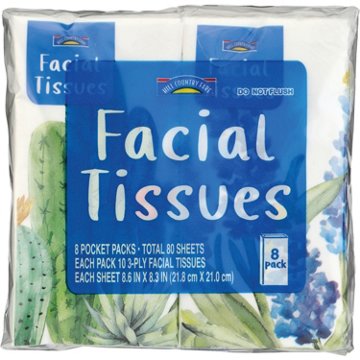 Hill Country Fare Travel Size Pocket Pack Facial Tissues, 80 ct