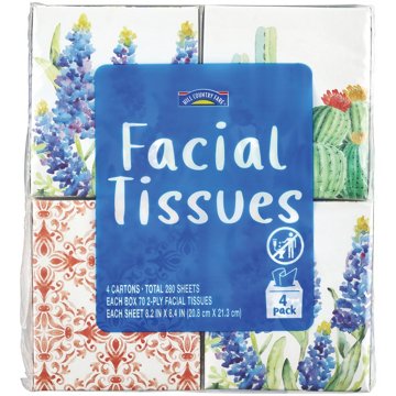 Hill Country Fare Facial Tissues 4 pk, 280 ct