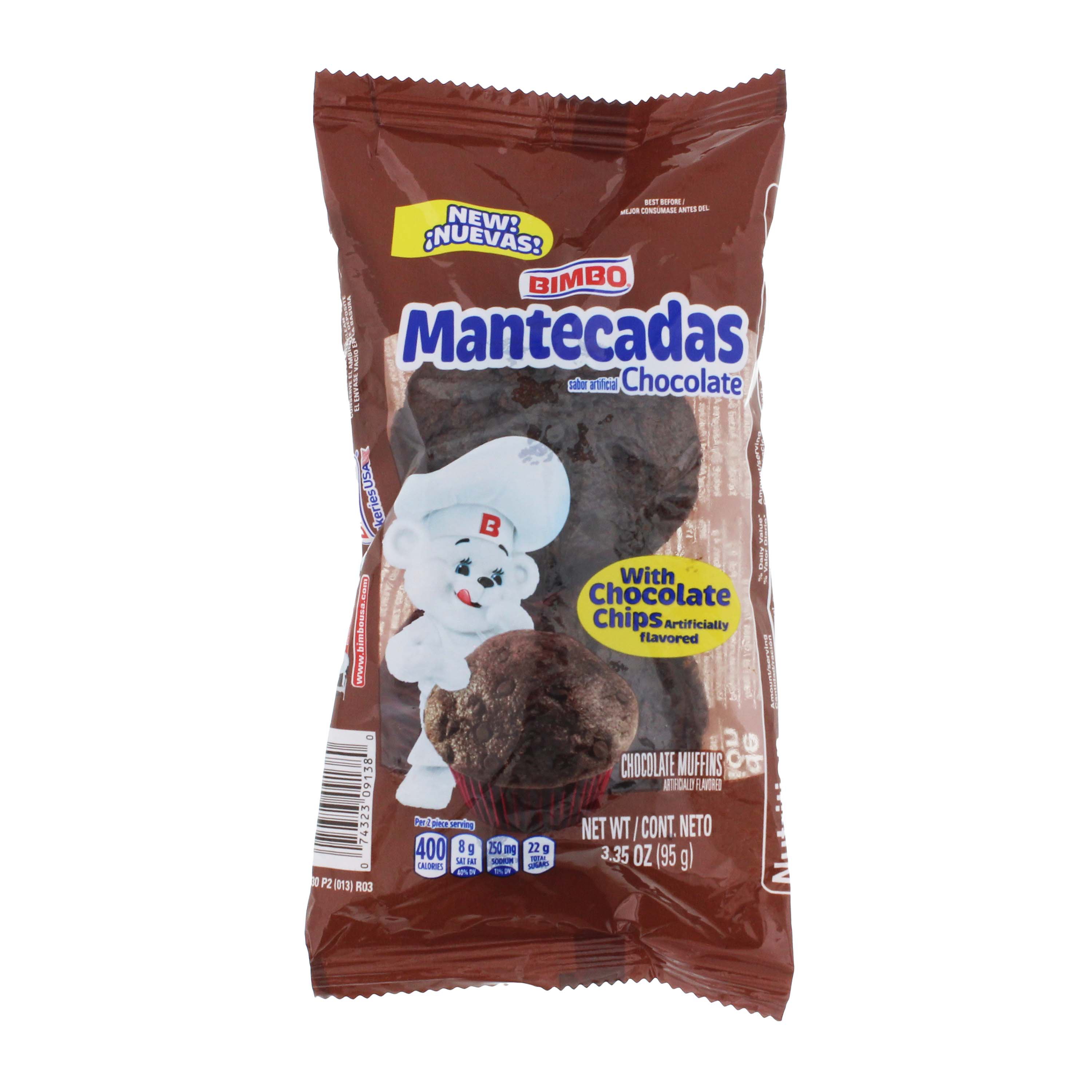Bimbo Mantecadas Chocolate with Chocolate Chip Muffins Shop Snack