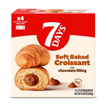 7Days Chocolate Cream Filling Soft Croissants, 4 ct