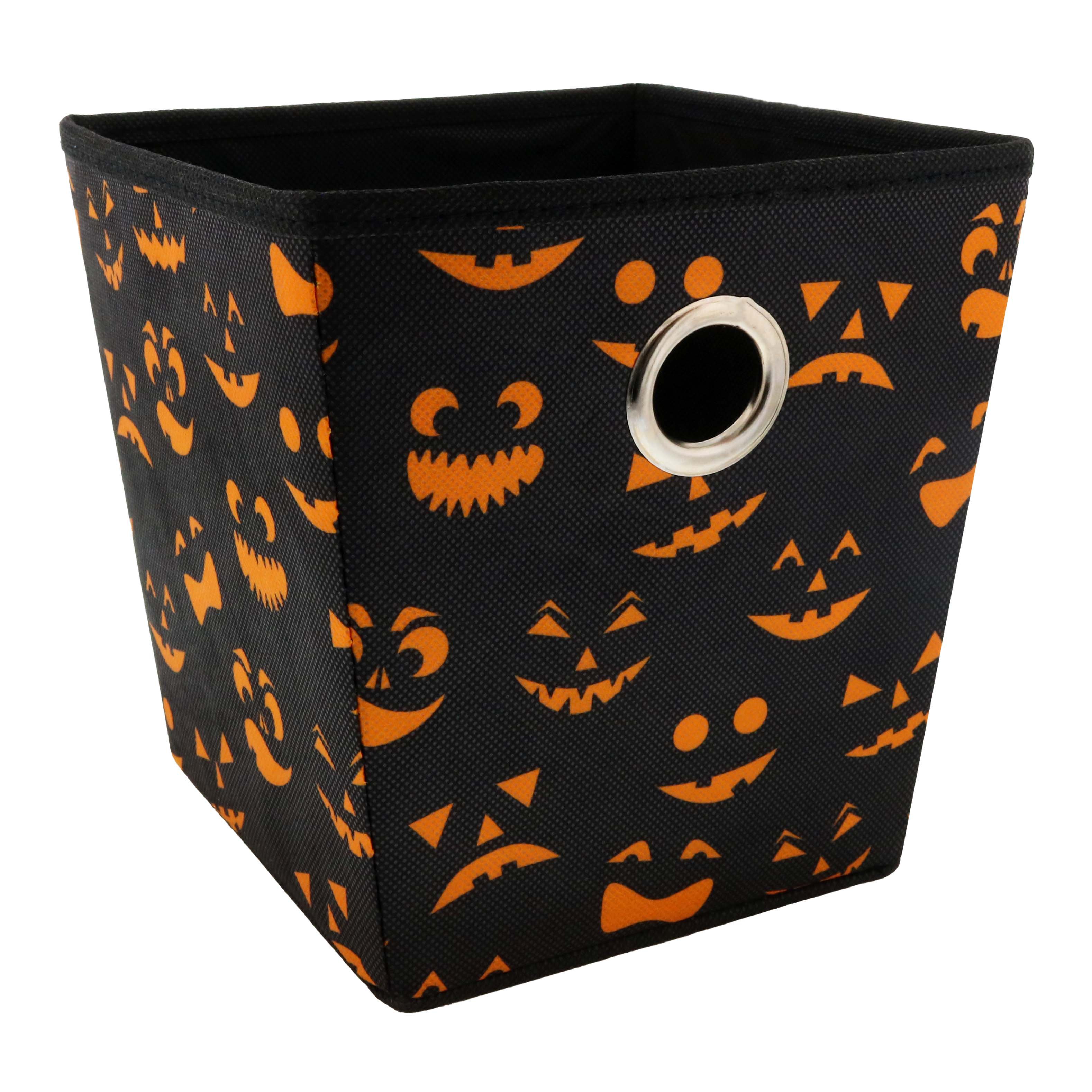 Paris Accessories Pumpkin Face Fabric Halloween Storage Bin Shop