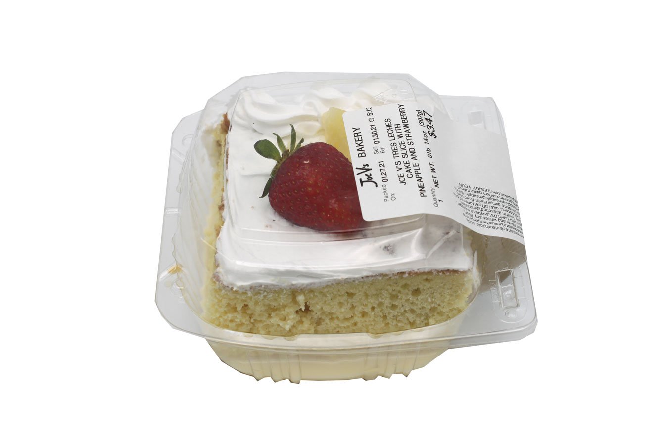 Joe V's Tres Leches Cake Slice With Pineapple And Strawberry Shop at
