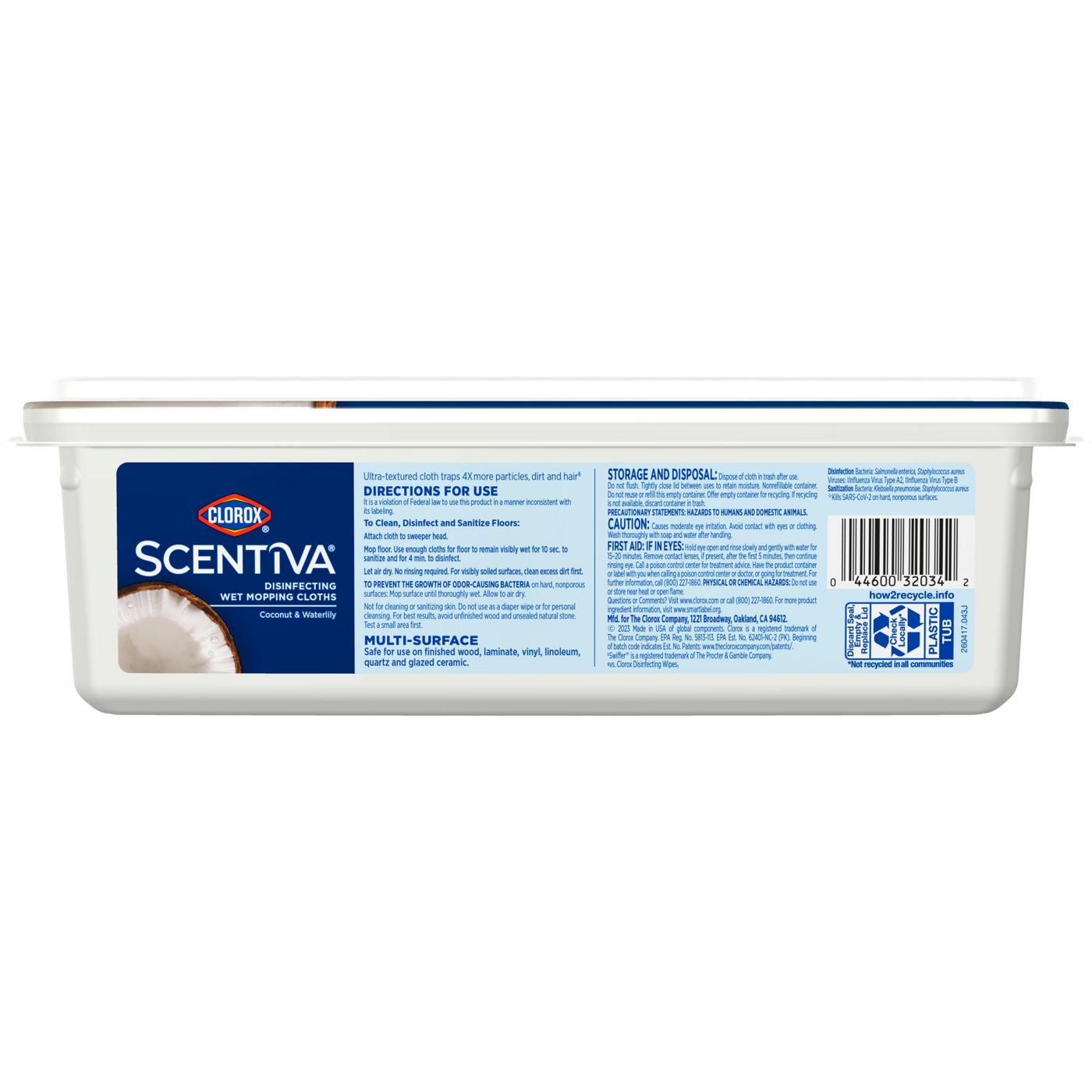 Clorox Scentiva Disinfecting Wet Mopping Refill Cloths - Coconut & Waterlily; image 4 of 13