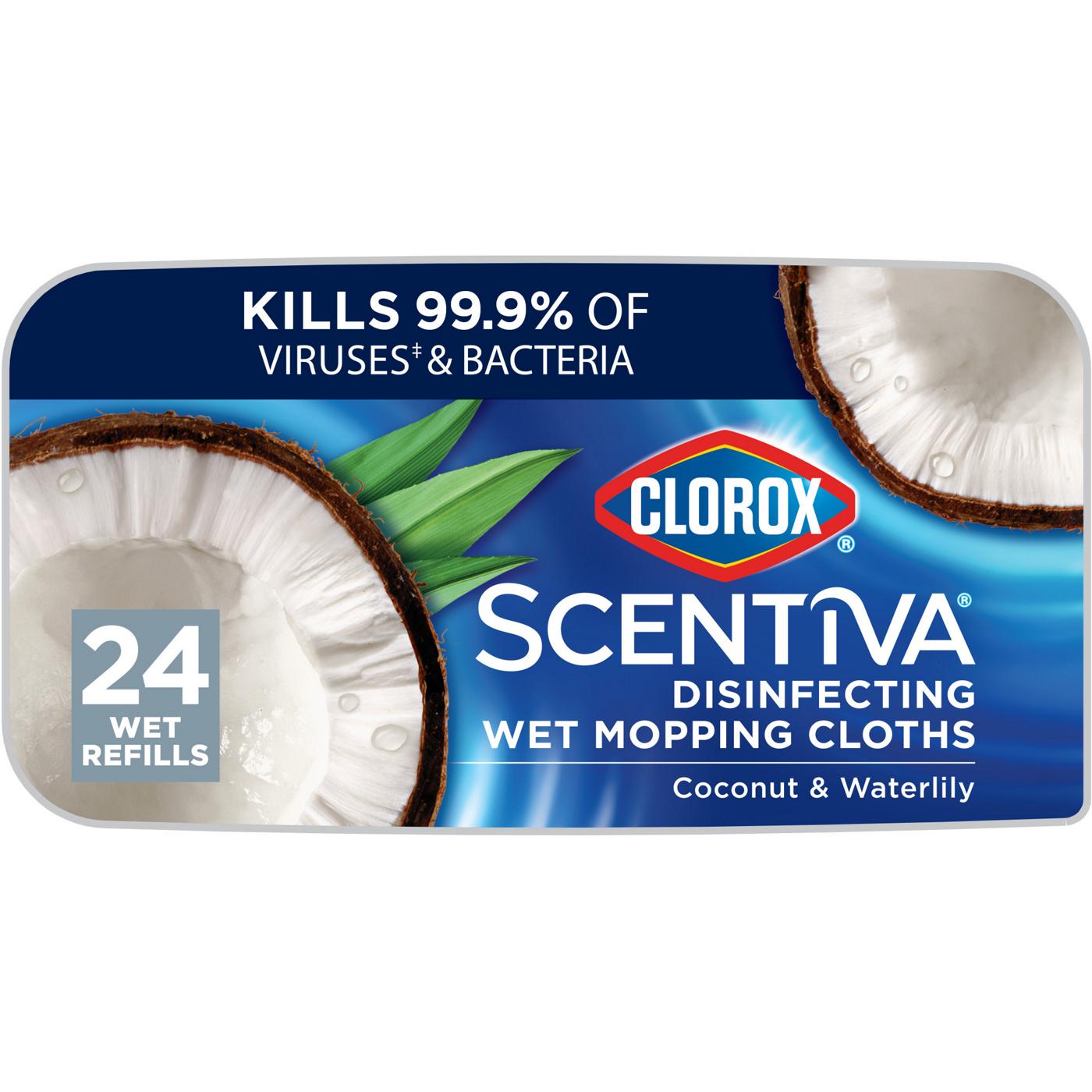 Clorox Scentiva Disinfecting Wet Mopping Refill Cloths - Coconut & Waterlily; image 1 of 13